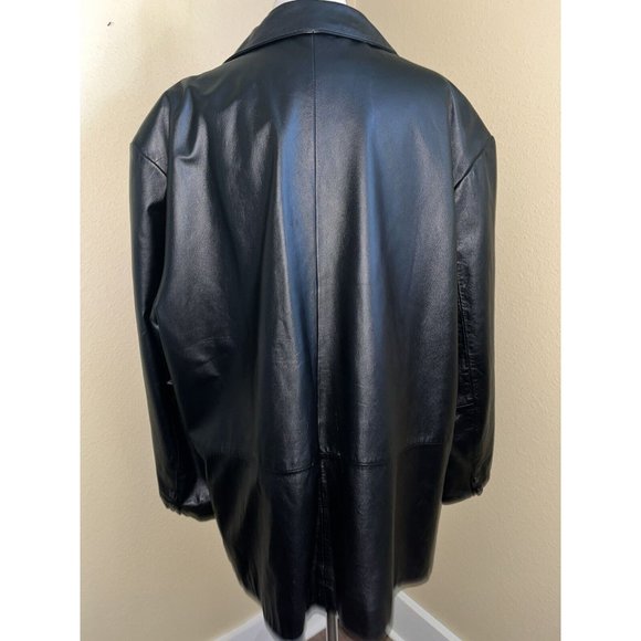 Wilsons Men's Black Leather Dress Jacket Size XXL Dressy Coat 2 Matrix Style 50" - Picture 4 of 11